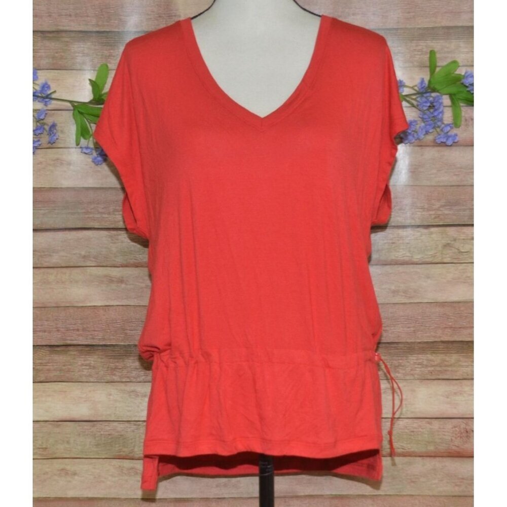 Cabi Formal Tee #6129 Red Size S V-Neck Casual Drawstring Waist So Soft Comfy